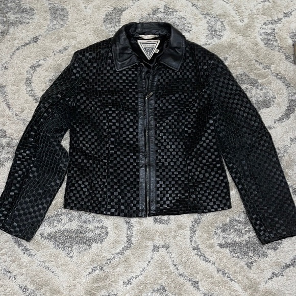 Exclusive Vintage Marvin RichardsGingam Design Pure Leather Jacket